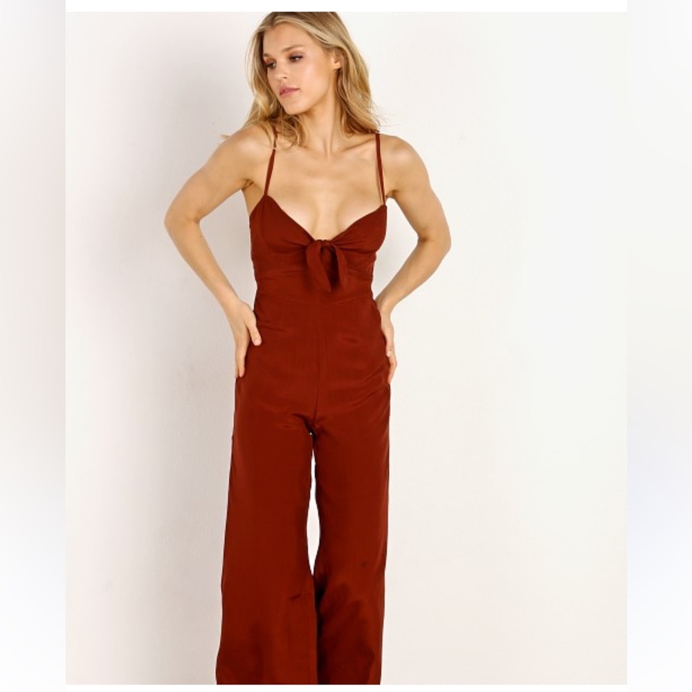 Faithfull the Brand Presley Maroon Spaghetti‎ strap Jumpsuit